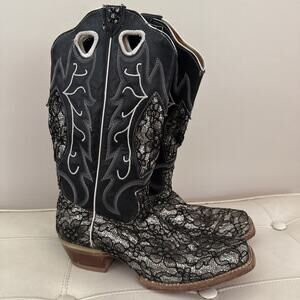 Tanner Mark Jaw sparkle Western Boots black flashy Womens Size 8.5 Mex 25.5 EUC